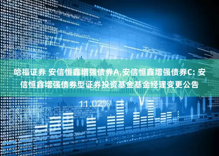 哈福证券 安信恒鑫增强债券A,安信恒鑫增强债券C: 安信恒鑫增强债券型证券投资基金基金经理变更公告